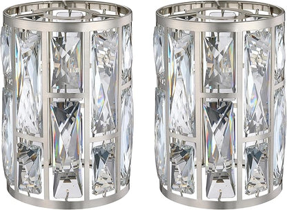 Doraimi Lighting 2 Pack Crystal Metal Pendant Ceiling Chandelier Wall Sconce Lamp Replacement Covers Shade Fixture Brushed Nickel Finish,1.66" Fitter Size,7.1" high*5.3" Diameter