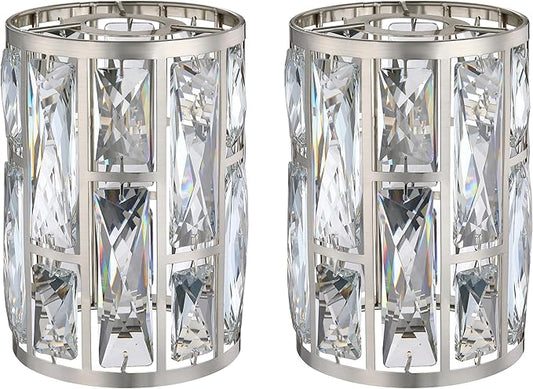 Doraimi Lighting 2 Pack Crystal Metal Pendant Ceiling Chandelier Wall Sconce Lamp Replacement Covers Shade Fixture Brushed Nickel Finish,1.66" Fitter Size,7.1" high*5.3" Diameter