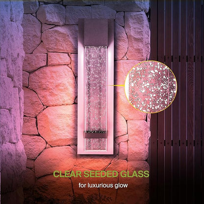ASD LED 18" Bubble Glass Wall Light Fixture, Outdoor & Indoor Seeded Sconce | RGBW, Waterproof, ETL Listed | 9W 250LM 3000-5000K 100-277V | Exterior Lantern, Porch Lighting | Black, 2 Pack