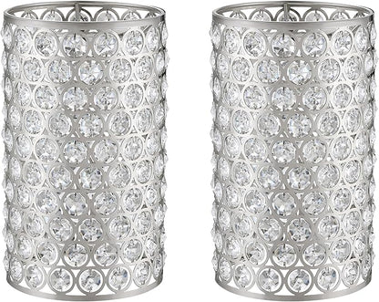 Doraimi Lighting 2 Pack Polyhedral Crystal Metal Pendant Ceiling Chandelier Wall Sconce Lamp Replacement Covers Shade Fixture Brushed Nickel Finish,1.66" Fitter Size,7.9" high*4.8" Diameter