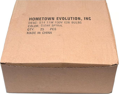 Hometown Evolution, Inc. Box of 25 S14 Zig Zag Edison 11 Watt Commercial E26 Base Replacement Bulbs
