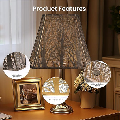 Large sconce lamp shade,metal spider rectangle lamp shade,modern lamp shades,table lamp shade for bedroom or living room (8+6.1)" Top x (13.8+8)" Bottom x 11" Hight,Bronze Gold