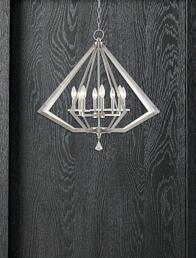 Livex Lighting 50668-91 Diamond 8-Light Chandelier, Brushed Nickel
