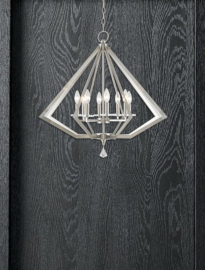 Livex Lighting 50668-91 Diamond 8-Light Chandelier, Brushed Nickel