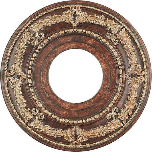 Livex Lighting 8204-63 Ceiling Medallion in Verona Bronze with Aged Gold Leaf Accents 12D x 1.25
