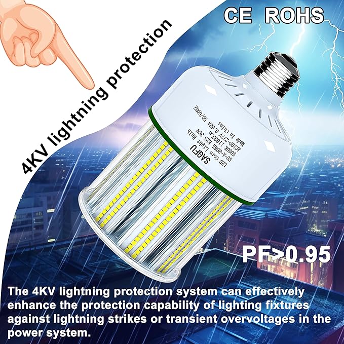 80W LED Corn COB Light Bulb,LED Corn Bulb 5000K Daylight White,2-Pack 800W Equivalent,Super Bright,E26/E39 Base for Indoor Outdoor Workshop Garage Warehouse High Bay Lighting G3 (80W 2PACK)