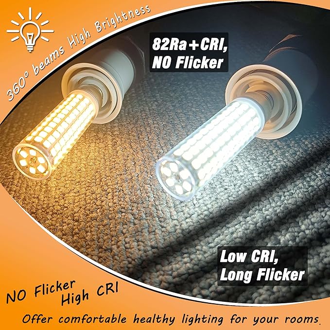 E12 100 Watt Equivalent LED Chandelier Bulbs 10W 2700K Warm White 1200lm 120V C7 T6 E12 LED Candle Light Bulb for Pendant Lighting Candelabra Ceiling Fan Corn Light Bulbs, Non-dimmable, 4 Pack