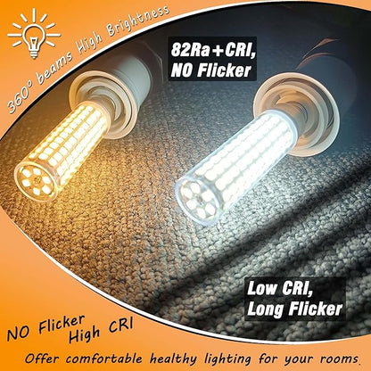 E12 100 Watt Equivalent LED Chandelier Bulbs 10W 2700K Warm White 1200lm 120V C7 T6 E12 LED Candle Light Bulb for Pendant Lighting Candelabra Ceiling Fan Corn Light Bulbs, Non-dimmable, 4 Pack