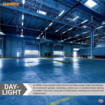 Sunlite 30345 F28T5/865 4 Foot T5 Linear Fluorescent Lamp, 28 Watts, 2500 Lumens, 6500K Daylight, Miniature G5 Bi-Pin Base, ROHS Compliant, High Performance Straight Tube, 40 Pack