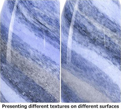 GO&SO Ocean-Blue Gradient Glass Art Lamp Shade -2 Pack Hand-Blown Fluid Flow Texture Pendant Light Shades Replacement,7.8"H Oval Fixture,1.57" Fitter,E26 Base,for Hanging Light Fixtures Kitchen Island