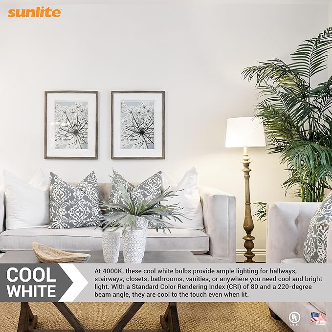 Sunlite LED A21 Light Bulb, 18 Watts (150W Equivalent), 2600 Lumens, 120V, Dimmable, Medium E26 Base, 220 Degree Beam Angle, UL Listed, RoHS Compliant, 4000K Cool White, 6 Pack