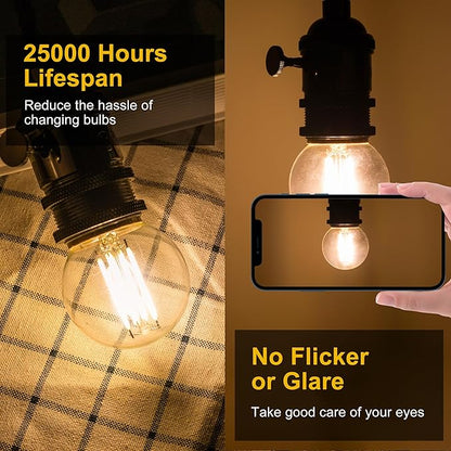 G16.5 Led Bulb, Small Round Edison Light Bulbs, E26 Dimmable Globe Clear Vanity Light Bulbs, 6w 4000k Vintage LED Filament Edison Bulb
