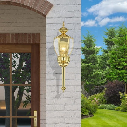 Livex Lighting 2112-01 Basics 1 Light AB Outdoor Wall Lantern, Antique Brass, 7"W x 25.25"H