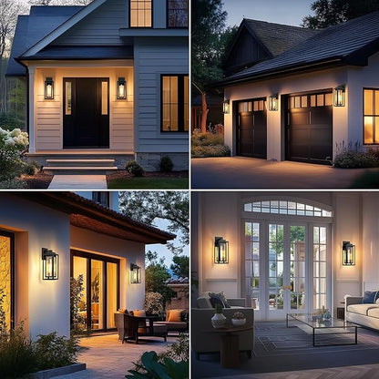 Water Ripple Outdoor Wall Lantern, Exterior Porch Light Fixture Black, 2 Pack Waterproof Wall Lights Fixture, Outside Garage Sconce Lighting, Porch Light Fixture, Mount Lamp, for Patio Outdoor Indoor
