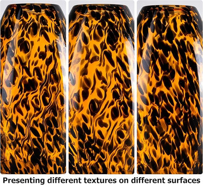 GO&SO 3pc Black-Yellow Pendant Light Shade,Fitter 1.57 ",Height 7.8 ",Max Diameter 4 ",Hand Blown Art Glass Pendant Light Fixtures Only,Oval Replacement Lamp Shades Glass Pendant Lights Kitchen Island