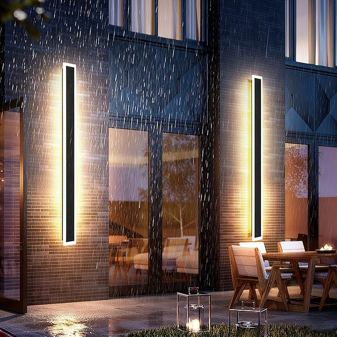 2Pack 39inch Long Outdoor LED Wall Lights,30W Waterproof IP65 Warm White led Wall Light Rectangular Black Wall Light,led Porch Lights Outdoor Wall Elegant Frosted White Acrylic Anti Rust