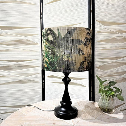 Floral Lampshade Bamboo Made With Tropical Plants green Design, Suitable For Floor Lamps And Desk Lamps, Art deco, Rustic And Elegant, Groovy Unique(11.8 * 9Inch) (Tropical Tree A)