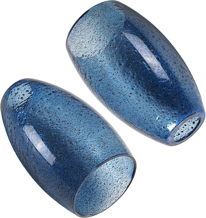 Dark Blue Seeded Glass Pendant Lamp Shade 4.72" Art Glass chandeliers Cover Mini Oval Light Shade Replacement Shade Only Light Fixtures for Kitchen Island Pendant Light 1-Pack