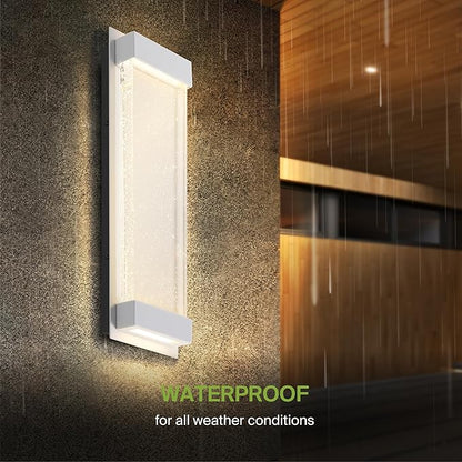 ASD LED 18" Bubble Glass Wall Light Fixture, Outdoor & Indoor Seeded Sconce | 3CCT, Waterproof, Dimmable, Up-Down Glow, ETL Listed | 22W 520LM 3000-5000K 100-277V | Exterior Porch Lighting | White