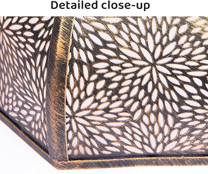 Metal large Bronze and Gold Lamp Shade, gothic rustic lamp shade,modern black 8-Petal Lotus Design lamp shades,5.32" Top Diameter, 13" Bottom Diameter, 9.5" Height, Etched Forest Pattern
