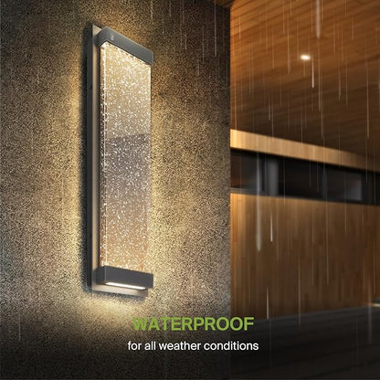 ASD LED 24" Bubble Glass Wall Light Fixture, Outdoor & Indoor Seeded Sconce | 3CCT, Waterproof, Dimmable, Up-Down Glow, ETL Listed | 22W 530LM 3000-5000K 100-277V | Porch Lighting | Black, 4 Pack