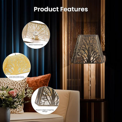 ALUCSET Bell Lampshades, Metal Large Lamp Shade (7+9)" × (10.25+16) " × 12.25", Lamp Shades Replacement for Floor Lamp and Table Lamps, Antique Bronze and Gold Lampshade, Spider Fitter