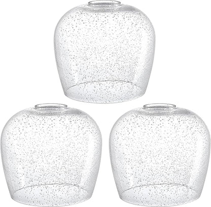 3 Pack 6.1 Inch Clear Seeded Glass Lamp Shade Pendant Ceiling Chandelier Wall Sconce Light Replacement Oval Glass Shade Fixture Over Sink Kitchen Island