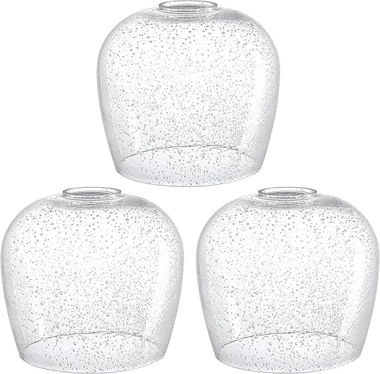 3 Pack 6.1 Inch Clear Seeded Glass Lamp Shade Pendant Ceiling Chandelier Wall Sconce Light Replacement Oval Glass Shade Fixture Over Sink Kitchen Island