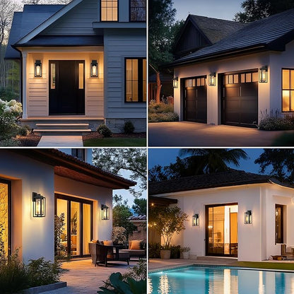 WIHTU Motion Sensor Exterior Porch Light Fixtures, Water Ripple Outdoor Wall Lantern, 2 Pack Sensor Wall Sconce Lights, Waterproof Outside Lantern Lamp, Porch Lamp for Garage, Doorway(Bulb Included)