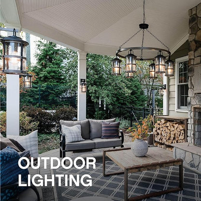 Hinkley Shelter Large Post Top or Pier Mount Outdoor Lantern - Dark Sky, 1-Light, Cylinder, Aluminum, Clear Seedy Glass, Bulb Included - Black Finish