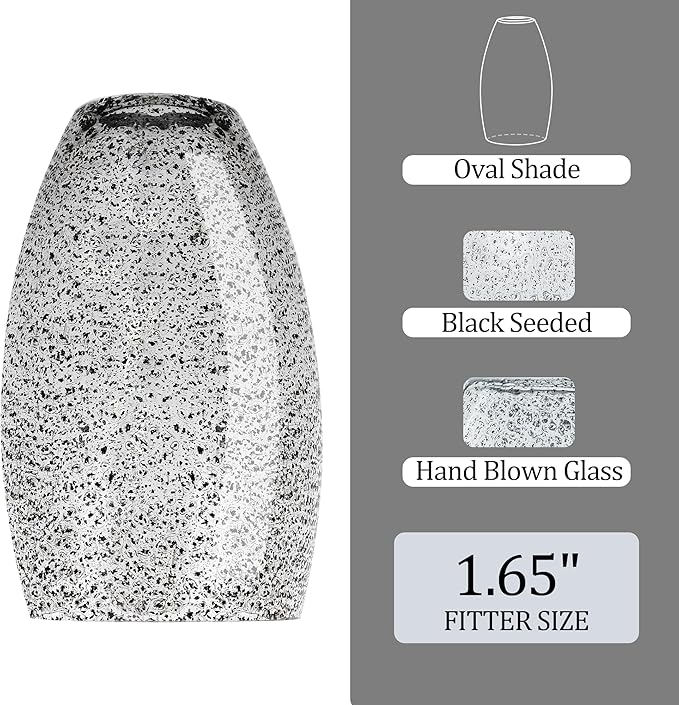 Black Seeded Art Glass Pendant Lamp Shade 4.72" Glass chandeliers Cover Mini Oval Light Shade Replacement Shade Only Light Fixtures for Kitchen Island pendant light 1-Pack