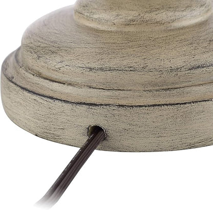 Regency Hill Serena Country Cottage Natural Traditional Table Lamps 27.5" Tall Set of 2 Cream Beige Gray Faux Wood Oatmeal Drum Shade for Living Room Bedroom House Bedside Nightstand Home