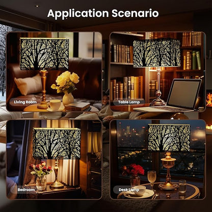 Rectangular Metal lamp cover, Large Lampshade,bell lamp shades with for table lamps, lamp shades for floor lamps,Fits Living Room Bedroom 8" x14" x 9"(Spider) (Black & Gold)