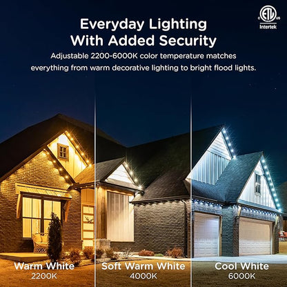 Enbrighten Vibe Eternity Permanent Outdoor Lights for House, 100 Feet, 72 RGBWIC LEDs, Close Spacing, 33lm, Color Changing, Christmas, Eave Lighting, Smart App, Works with Alexa, Google Home, 82730