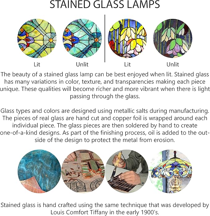 RIVER OF GOODS 24.5" H Victorian Blue Dome Shade Double Lit Tiffany-Style Stained Glass Table Lamp