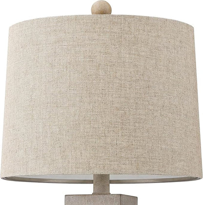 BOBOMOMO 27" Table Lamp with USB C+A Charging Ports Set of 2 Antique Nightstand Lamp for Bedroom Living Room Farmhouse Office Retro Rustic Resin Bedside Desk Lamps Washed White