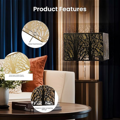 Metal Square Lampshade 8''Top X 14'' Bottom X 9'' Height Lamp Shade Fits For Bedroom Living Room And More Spider Fitter
