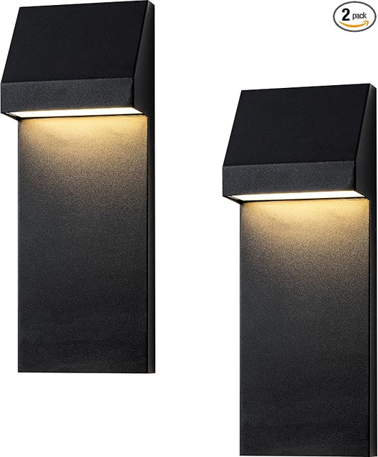 Modern LED Outdoor Wall Sconce Twins Integrated LED Outdoor Wall Mount,Anti Rust Textured Black Suit for Wet Locations and All Rooms,Easily Installed in Any Direction.Bulb Included.
