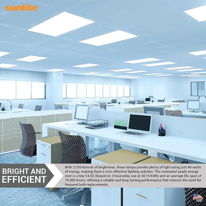 Sunlite FT40DL/850/RS Twin Tube Compact Fluorescent Lamp, FT 4-Pin, 40 Watts, 3150 Lumens, 5000K Daylight, 4-Pin (2G11) Base, ROHS Compliant, 10 Pack