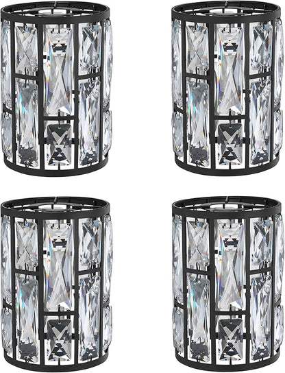 Doraimi Lighting 4 Pack Crystal Metal Pendant Ceiling Chandelier Wall Sconce Lamp Replacement Covers Shade Fixture Black Finish,1.66" Fitter Size,7.1" high*5.3" Diameter