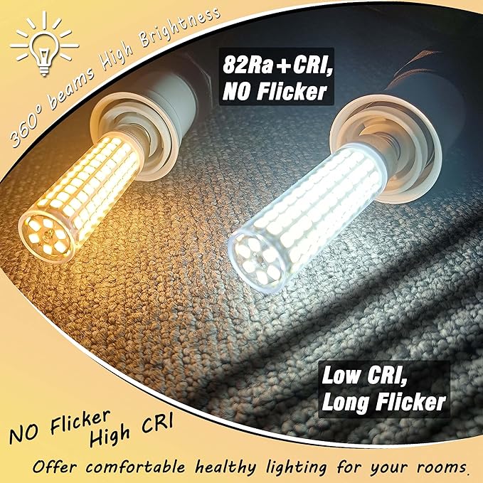 E12 100 Watt Equivalent LED Corn Bulbs 10W 4000K Natural White 1200lm 120V C7 T6 E12 LED Ceiling Fan Light Bulbs for Chandelier Pendant Lighting Candelabra Light Bulbs, Non-dimmable, 4 Pack