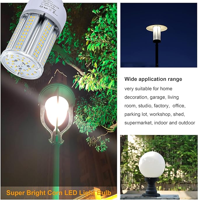32W LED Light Bulb, E26 Base with E27 Adapter, 5000K 5000LM LED Light Bulb for Garage Warehouse Workshop Barn (32Watts)