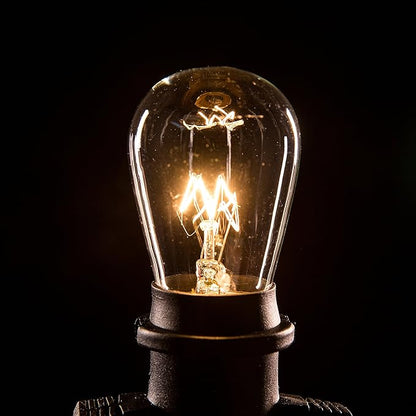 Hometown Evolution, Inc. Commercial E26 String Lights with 16 Gauge Wire (24 Foot 12 Socket, S14 11 Watt Clear Bulbs)