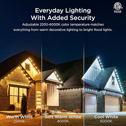 Enbrighten Vibe Eternity Permanent Outdoor Lights for House, 150ft, 108 RGBWIC LEDs, Close Spacing, 33lm, Color Changing, Christmas, Eave Lighting, Smart App, Works with Alexa, Google Home, 85103
