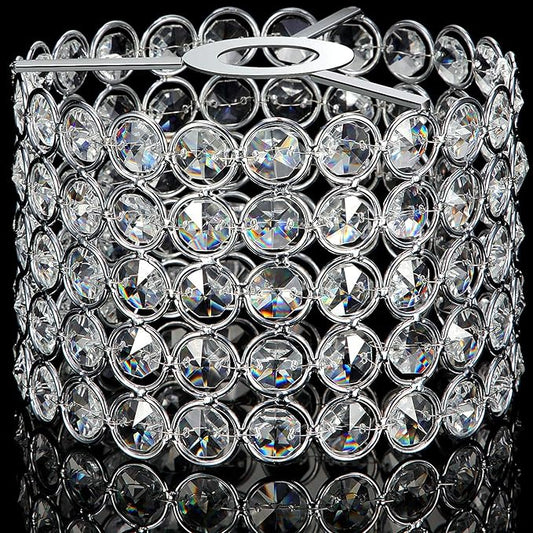 Boao Crystal Lamp Shade Ceiling Light Shade Chandelier Lampshade Fitting for Living Room Bedroom Bathroom Wedding Centerpiece Event Party, Warm White, Bulb Not Included(7 x 7 x 4.3 Inch,Silver)