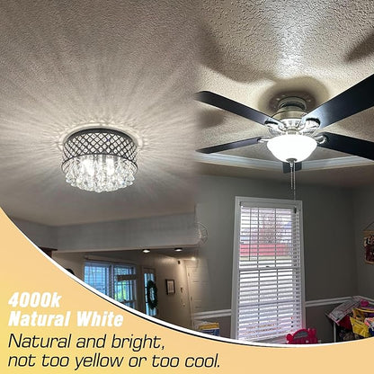 E12 100 Watt Equivalent LED Corn Bulbs 10W 4000K Natural White 1200lm 120V C7 T6 E12 LED Ceiling Fan Light Bulbs for Chandelier Pendant Lighting Candelabra Light Bulbs, Non-dimmable, 4 Pack