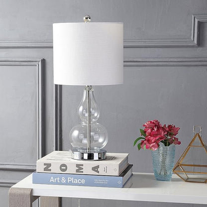 JONATHAN Y JYL1028E Anya 20.5" Mini Glass LED Table Lamp, Transitional, Glam, Midcentury, Modern, Elegant, Office, Living Room, Family Room, Dining Room, Bedroom, Hallway, Foyer, Clear