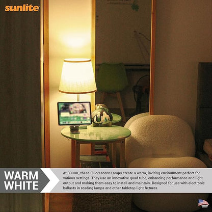 Sunlite 40530 FML27/30K/2PK Quad Tube Plug-in Compact Fluorescent Lamp, FML 4-Pin, 27 Watts, 1500 Lumens, 3000K Warm White, 4-Pin (GX10q4) Base, 120 Volts, 2 Pack