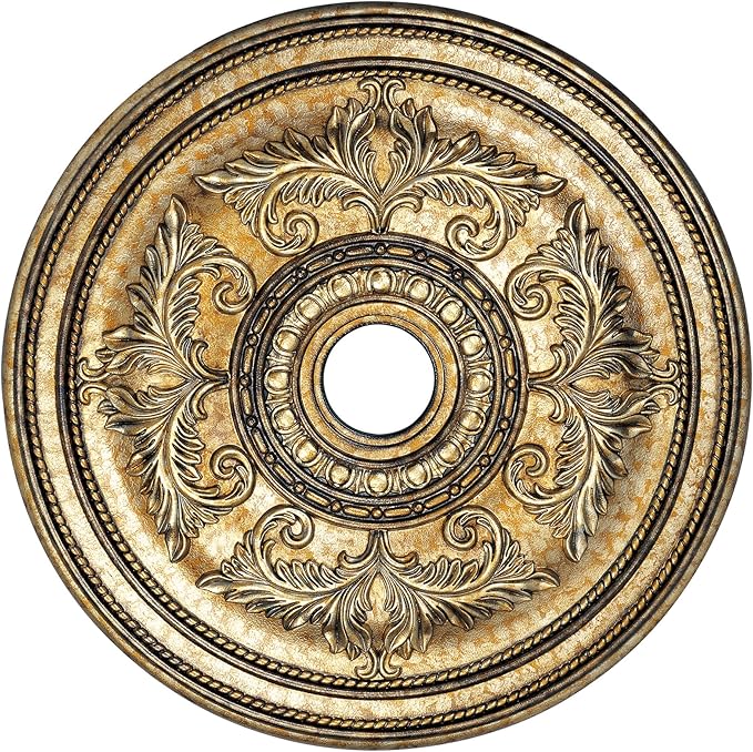 Livex Lighting 8210-65 Ceiling Medallion, Hand Painted Vintage Gold Leaf