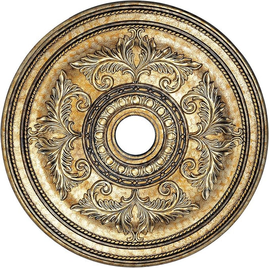 Livex Lighting 8210-65 Ceiling Medallion, Hand Painted Vintage Gold Leaf